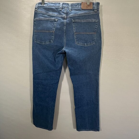 L.L. Bean Jeans Mens 34 Standard Fit Medium Wash Cotton Stretch Logo Pockets - Picture 5 of 9